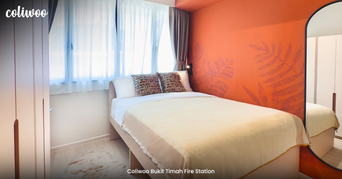 A bedroom inside Coliwoo Bukit Timah Fire Station.